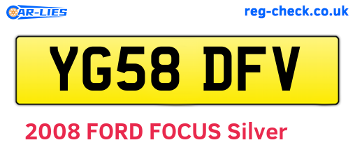 YG58DFV are the vehicle registration plates.