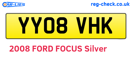 YY08VHK are the vehicle registration plates.