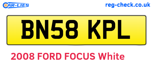 BN58KPL are the vehicle registration plates.