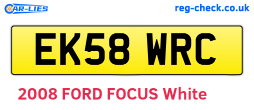 EK58WRC are the vehicle registration plates.