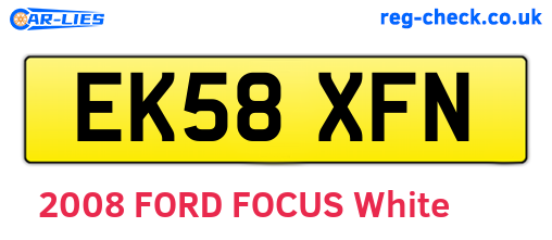 EK58XFN are the vehicle registration plates.