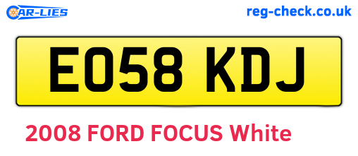 EO58KDJ are the vehicle registration plates.