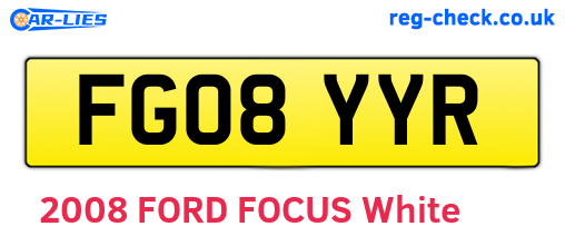 FG08YYR are the vehicle registration plates.