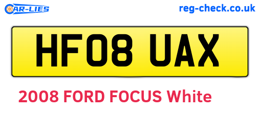 HF08UAX are the vehicle registration plates.
