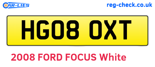 HG08OXT are the vehicle registration plates.