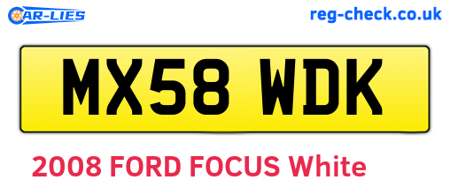 MX58WDK are the vehicle registration plates.