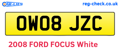 OW08JZC are the vehicle registration plates.