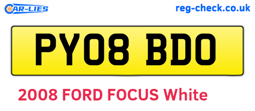 PY08BDO are the vehicle registration plates.