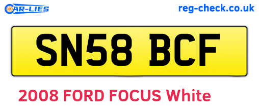 SN58BCF are the vehicle registration plates.