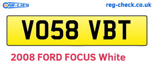 VO58VBT are the vehicle registration plates.