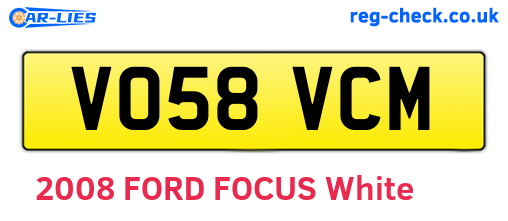 VO58VCM are the vehicle registration plates.