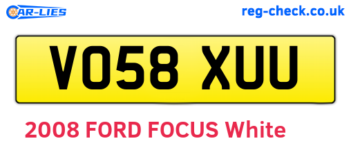 VO58XUU are the vehicle registration plates.