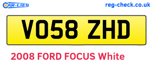 VO58ZHD are the vehicle registration plates.