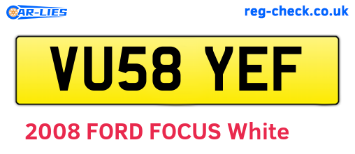 VU58YEF are the vehicle registration plates.