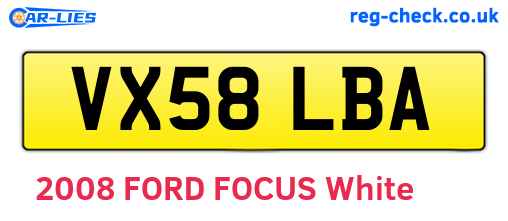 VX58LBA are the vehicle registration plates.