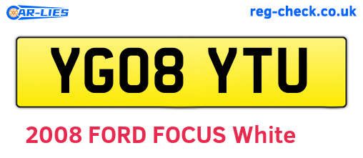 YG08YTU are the vehicle registration plates.