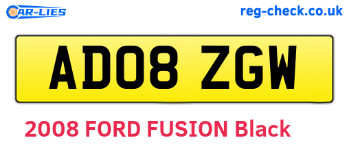AD08ZGW are the vehicle registration plates.