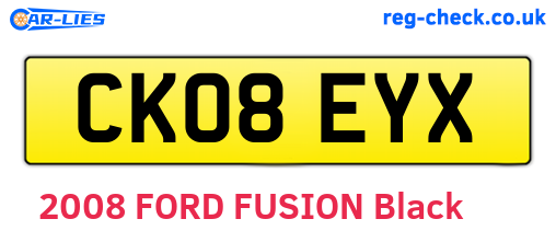 CK08EYX are the vehicle registration plates.