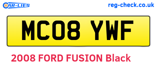 MC08YWF are the vehicle registration plates.