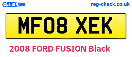 MF08XEK are the vehicle registration plates.