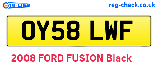 OY58LWF are the vehicle registration plates.