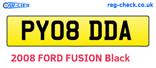 PY08DDA are the vehicle registration plates.