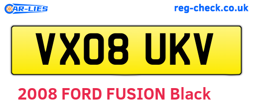VX08UKV are the vehicle registration plates.