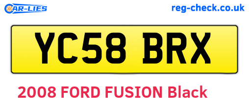 YC58BRX are the vehicle registration plates.