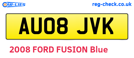 AU08JVK are the vehicle registration plates.