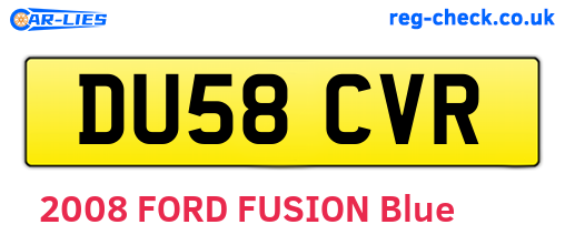 DU58CVR are the vehicle registration plates.