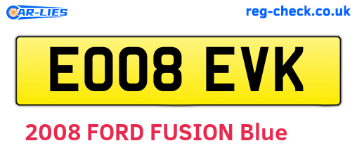 EO08EVK are the vehicle registration plates.