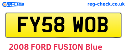 FY58WOB are the vehicle registration plates.