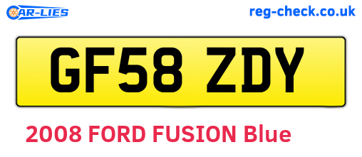 GF58ZDY are the vehicle registration plates.