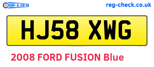 HJ58XWG are the vehicle registration plates.