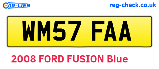 WM57FAA are the vehicle registration plates.