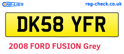 DK58YFR are the vehicle registration plates.