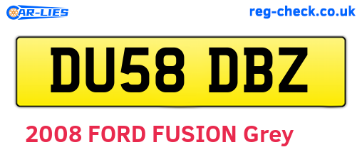 DU58DBZ are the vehicle registration plates.