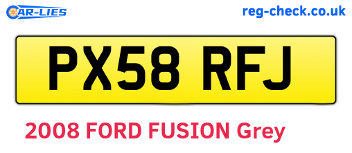 PX58RFJ are the vehicle registration plates.