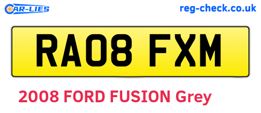 RA08FXM are the vehicle registration plates.