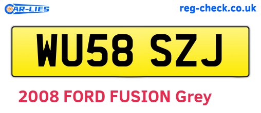 WU58SZJ are the vehicle registration plates.