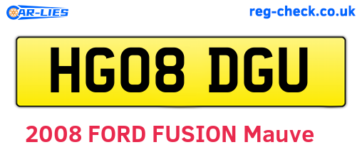 HG08DGU are the vehicle registration plates.
