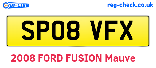 SP08VFX are the vehicle registration plates.
