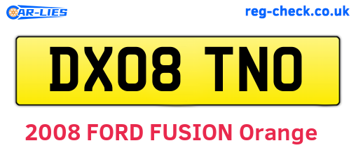 DX08TNO are the vehicle registration plates.