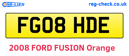 FG08HDE are the vehicle registration plates.