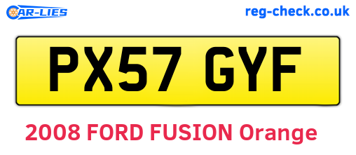 PX57GYF are the vehicle registration plates.