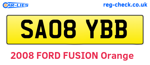 SA08YBB are the vehicle registration plates.