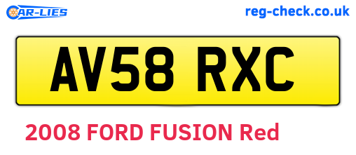 AV58RXC are the vehicle registration plates.