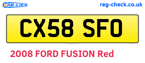 CX58SFO are the vehicle registration plates.