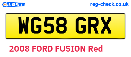 WG58GRX are the vehicle registration plates.