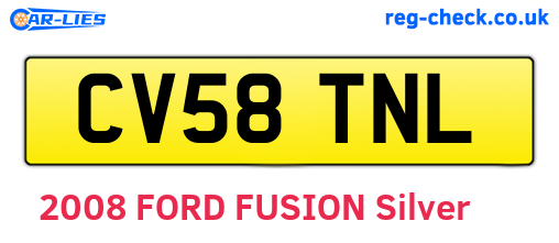 CV58TNL are the vehicle registration plates.